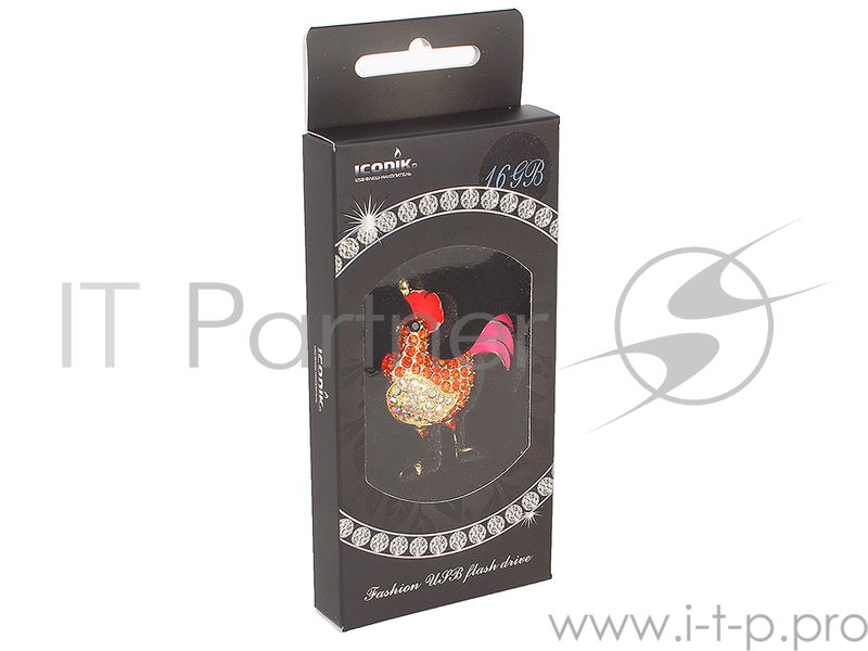 Флеш Диск 16GB ICONIK Красный петух Silver Swarovski crystal, MTFC-COCK-16GB, USB, 2.0