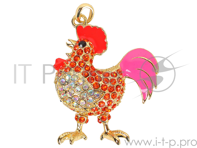 Флеш Диск 16GB ICONIK Красный петух Silver Swarovski crystal, MTFC-COCK-16GB, USB, 2.0