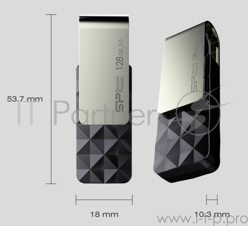 Флеш Диск 128GB Silicon Power Blaze B30 SP128GBUF3B30VSK USB3.0 черный