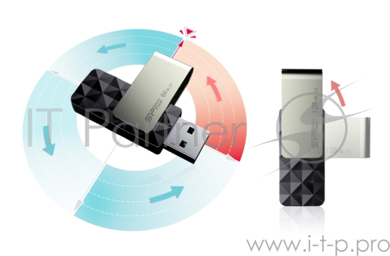 Флеш Диск 128GB Silicon Power Blaze B30 SP128GBUF3B30VSK USB3.0 черный