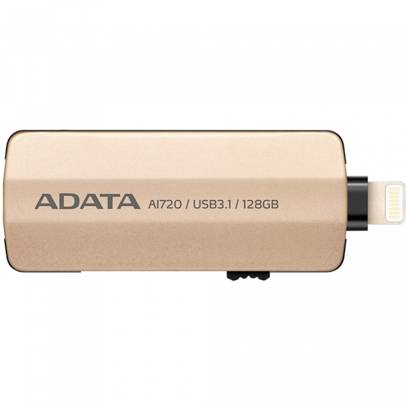 Флеш Диск 128GB A-DATA i-Memory AI720, USB 3.1/Lightning, Gold