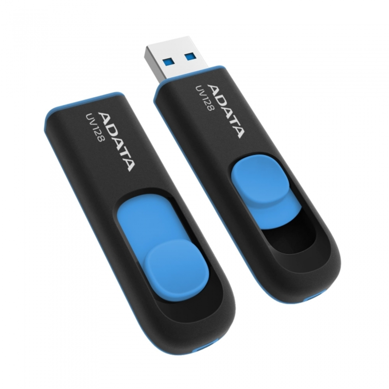 Флеш Диск 128GB A-DATA UV128, USB 3.0, черный/синий