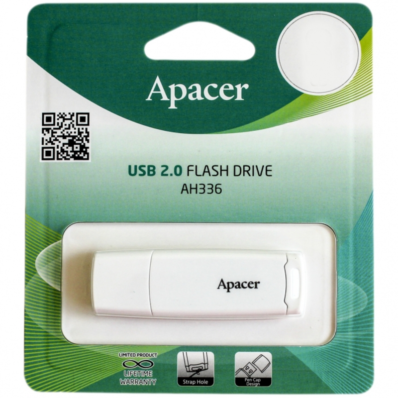 32GB Apacer AH336 USB Flash AP32GAH336W-1 USB 2.0, White, RTL