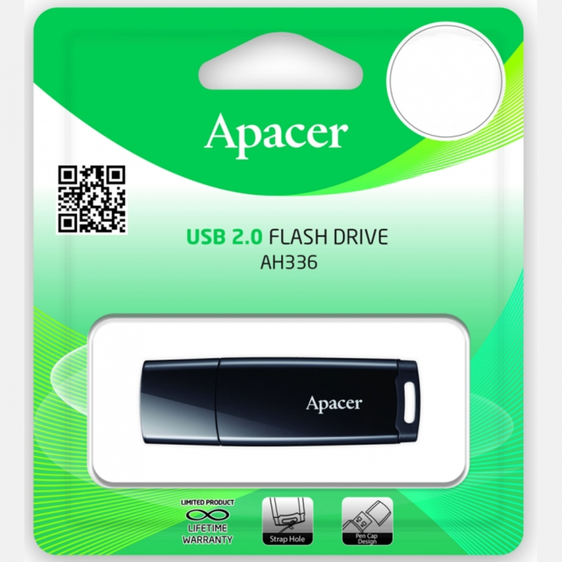 64GB Apacer AH336 USB Flash AP64GAH336B-1 USB 2.0, Black, RTL
