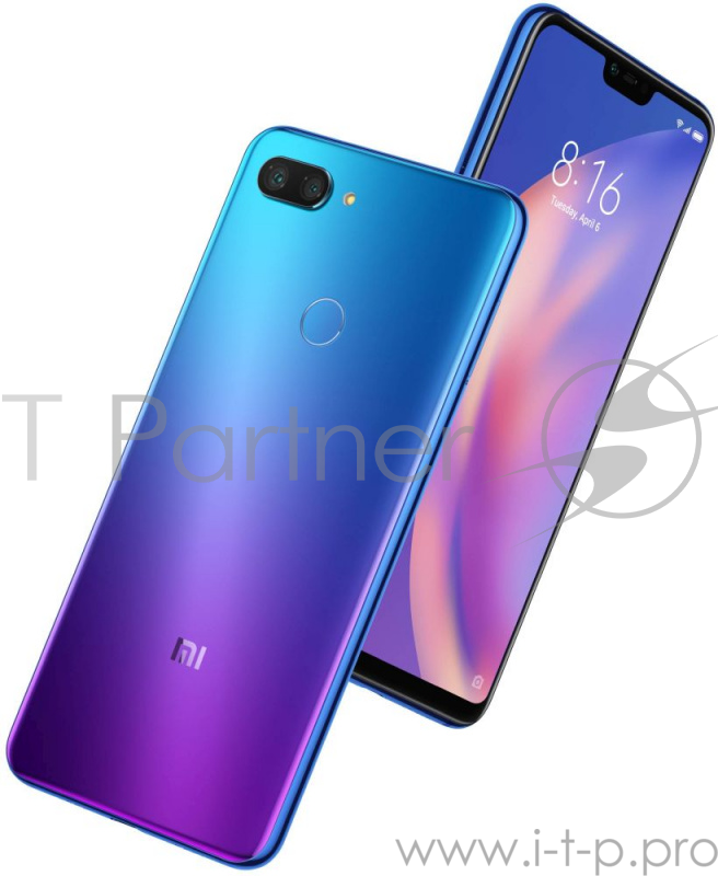 Смартфон Xiaomi Mi 8 Lite 64Gb 4Gb синий моноблок 3G 4G 2Sim 6.26 1080x2280 Android 8.1 12Mpix 802.