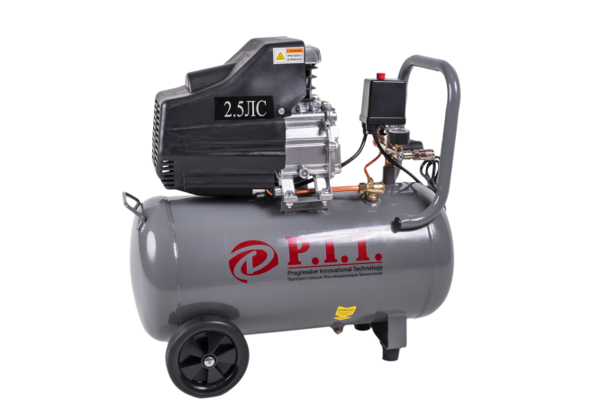 Компрессоры, Пневматическое оборудование P.I.T Компрессор PAC50-C (1,8кВт, 2,5лс, 206 л/мин, 50л, 2 выхода, европереходник) . PAC50-C