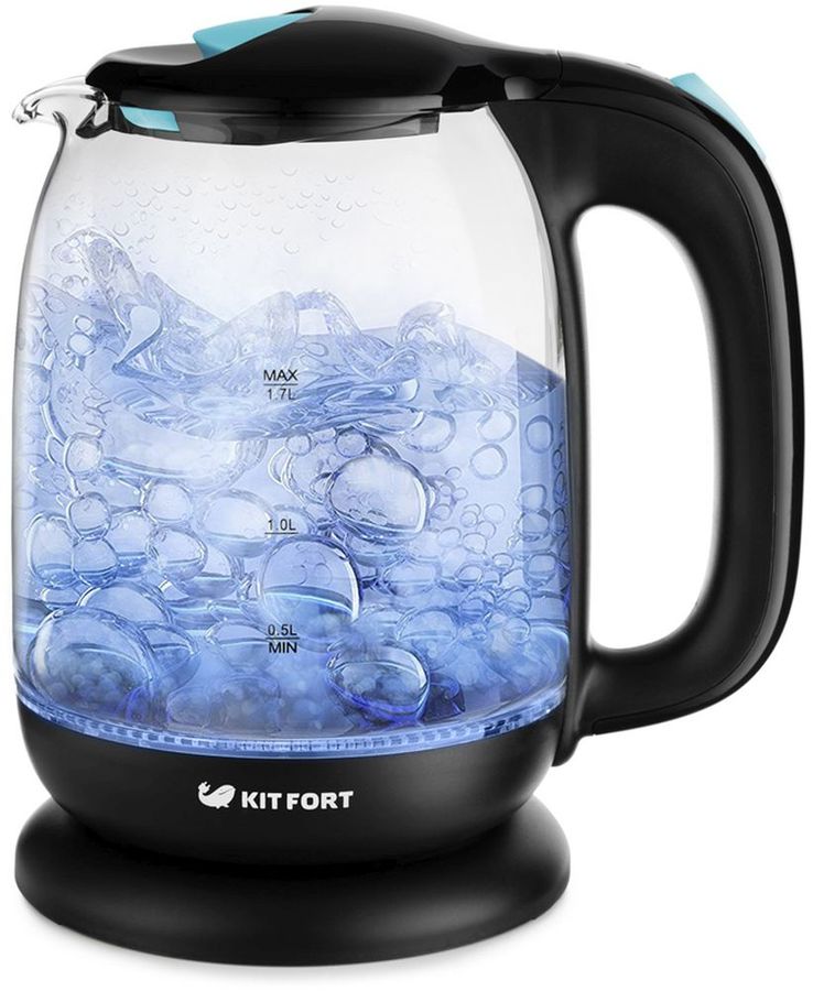 Чайник электрический Kitfort КТ-625-1 черный/голубой