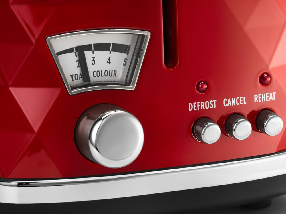 Тостер DeLonghi CTJ2103.R, 900Вт, разморозка, на 2 тоста, решетка для подогрева, поддон, красный