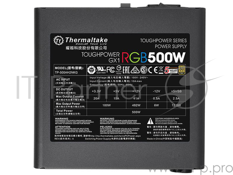 Блок питания Thermaltake Toughpower GX1 RGB 500W (PS-TPD-0500NHFAGE-1) v.2.4,A.PFS,80 Plus Gold,Fan