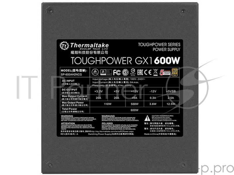 Блок питания Thermaltake Toughpower GX1 600W (PS-TPD-0600NNFAGE-1) v.2.4,A.PFS,80 Plus Gold,Fan 12 c