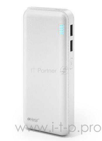 Мобильный аккумулятор Hiper SP12500 Li-Ion 12500mAh 2.1A+1A белый 2xUSB