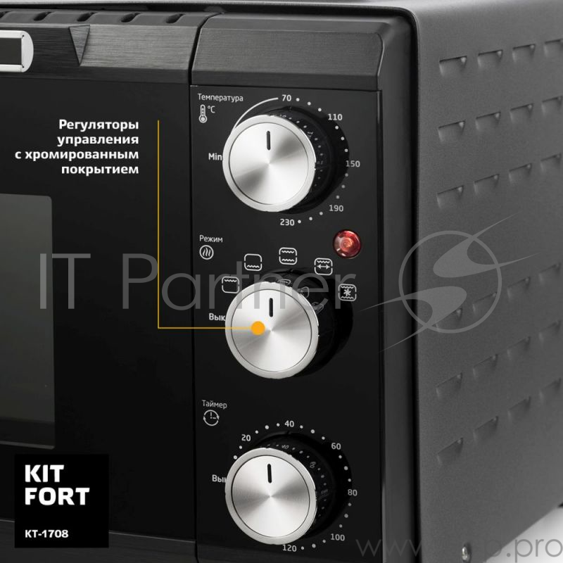 Электропечь Kitfort КТ-1708 20л. 1650Вт черный