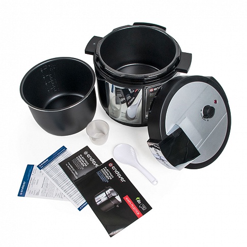 Мультиварка-скороварка Endever Vita 110, 1000Вт, чаша 6л, 16 программ, таймер 24ч, черный/сталь