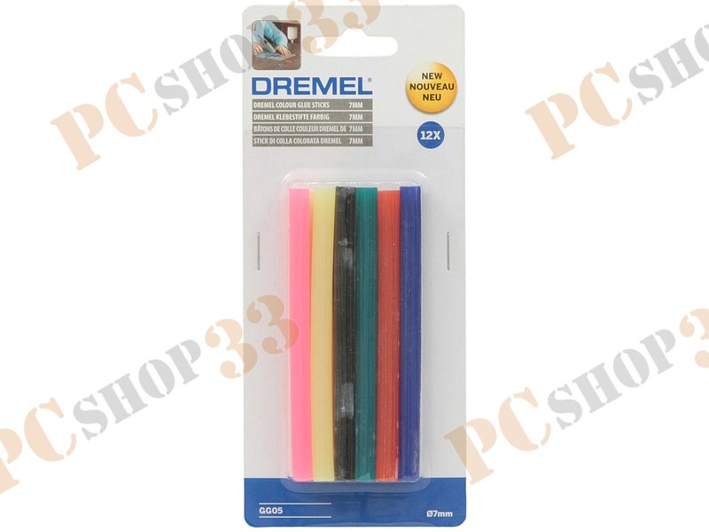 Аксессуар к кл. пистолету - клеевые стержни Dremel GG05 2615GG05JA, 7 мм, разноцветные