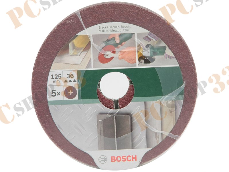 Аксессуар к шлифовальной машине шлифкруг Bosch 2609256250, фибровый, для угловых шлифмашин, корунд, d125мм, зерно 36 (5шт./уп.)