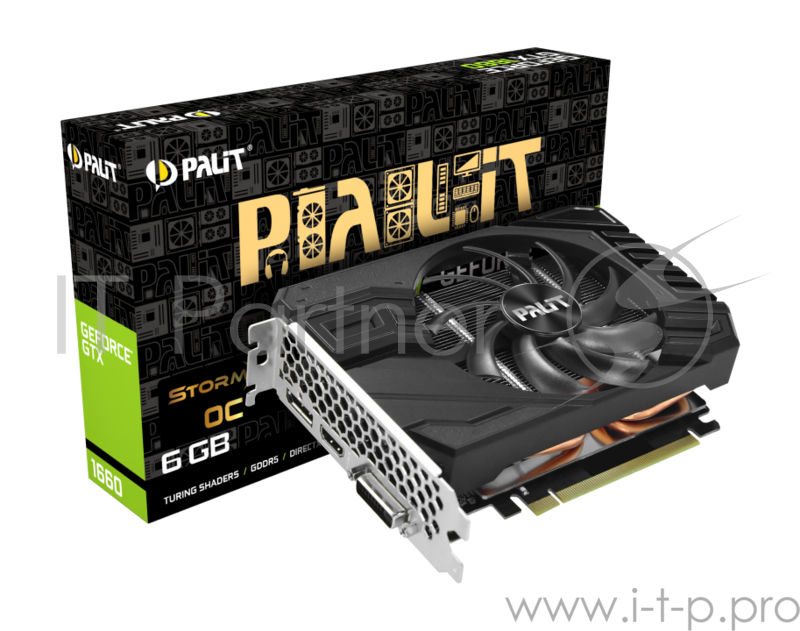 Видеокарта Palit GeForce GTX 1660 StormX OC 6ГБ (GeForce GTX 1660, DDR5, DVI, HDMI, DP) (PCI-E)