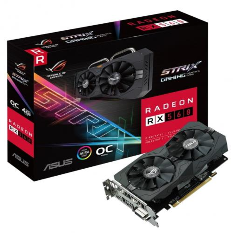 Видеокарта ASUS Radeon RX 560 4ГБ ROG-STRIX-RX560-O4G-GAMING (Radeon RX 560, DDR5, DVI, HDMI, DP) (PCI-E)