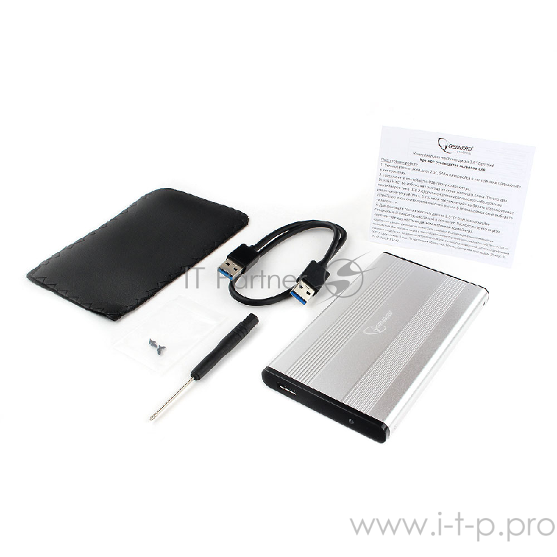 Контейнер для HDD Gembird EE2-U3S-5-S Внешний корпус 2.5 серебро, USB 3.0, SATA, до 2 Тб, металл