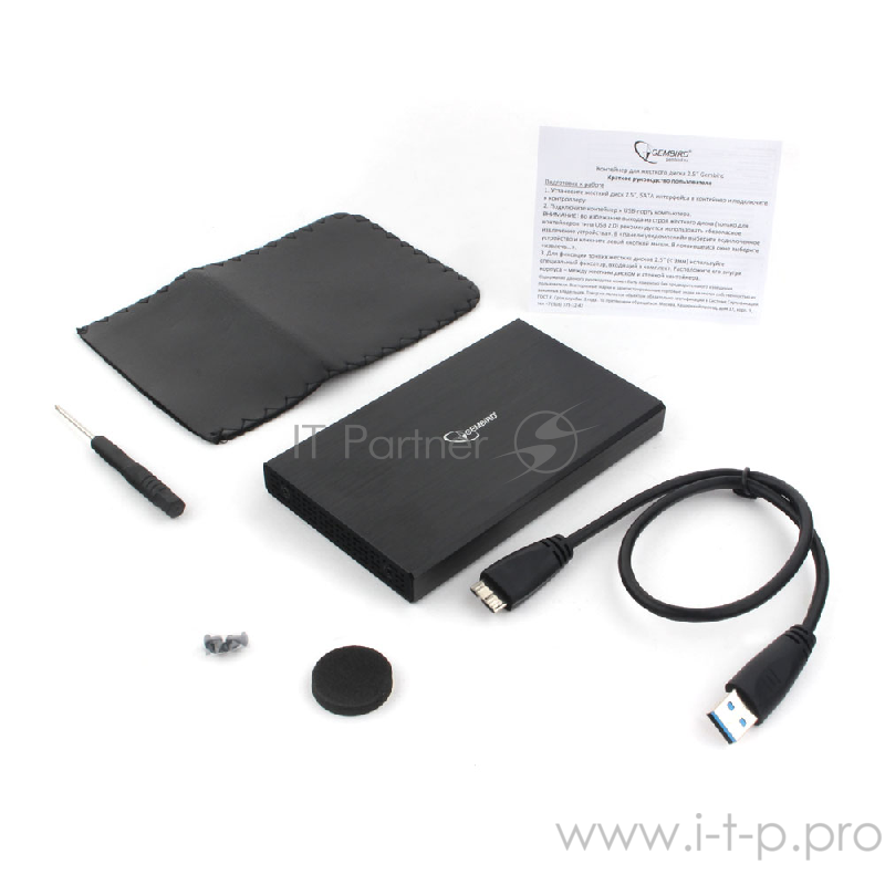 Контейнер для HDD Gembird EE2-U3S-55 Внешний корпус 2.5 чёрный, USB 3.0, SATA, до 2 Тб, алюминий