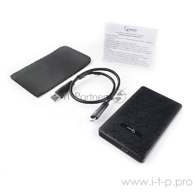 Контейнер для HDD Gembird EE2-U3S-30P Внешний корпус 2.5 черный, USB 3.0, SATA, до 2 Тб, пластик