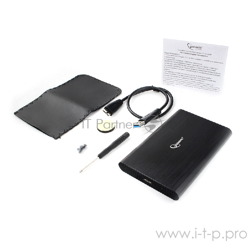 Контейнер для HDD Gembird EE2-U3S-50 Внешний корпус 2.5 чёрный, USB 3.0, SATA, до 2 Тб, алюминий