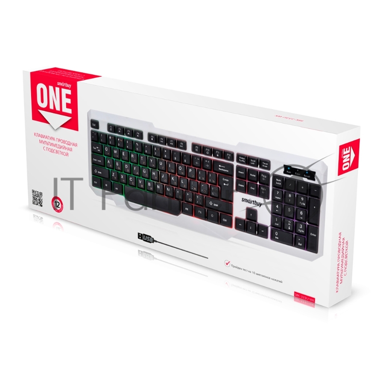 Клавиатуры, мыши Клавиатура проводная с подсветкой Smartbuy ONE 333 USB бело-черная SBK-333U-WK