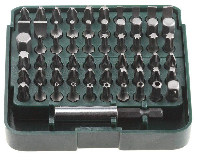 Отвертки-насадки (биты) Набор KRAFTOOL Биты с адаптером в пластиковом боксе, Cr-V, 61 предмет 26140-H61