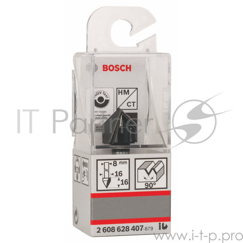 Фрезы (Bosch) Bosch 2608628407 Фреза пазовая-V Std S8/D16/L16/90°