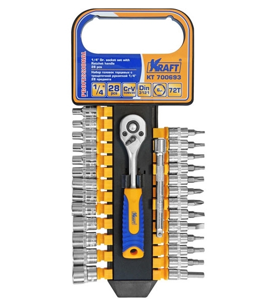 Наборы KRAFT Набор головок торцевых и принадлежностей 1/4''Dr28 предметов KT 700693