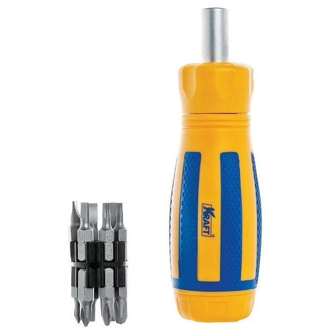 Ручной инструмент KRAFT Набор: реверсивная отвертка с насадками-битами 12 предметов KT 700406