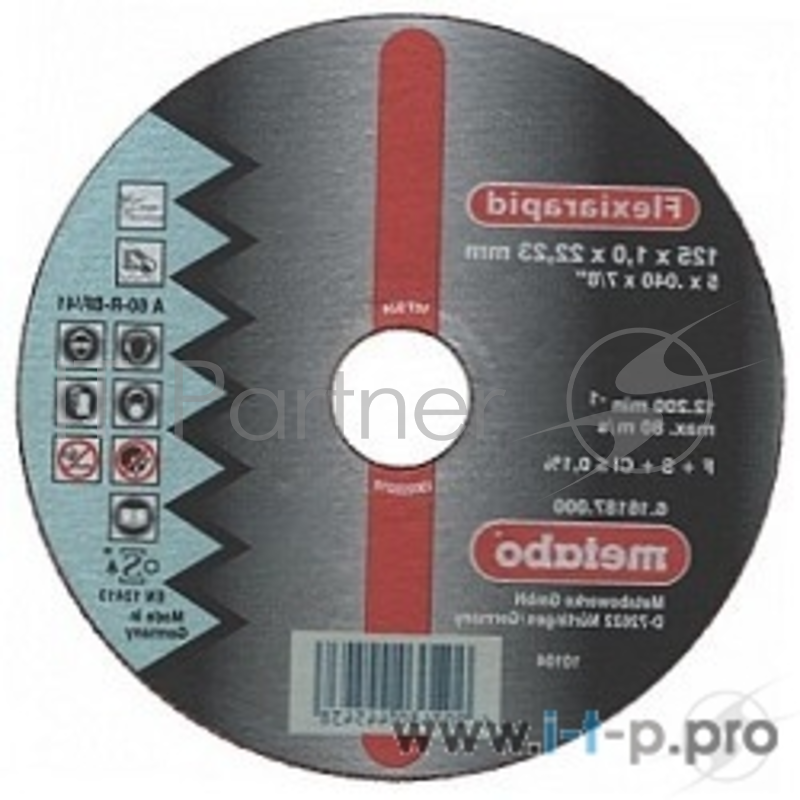 Диски отрезные, пильные, шлифовальные Metabo 616220000 Круг отр нерж Flexiarapid S 125x1,0 прямой A60U