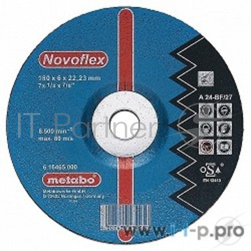 Диски отрезные, пильные, шлифовальные Metabo Круг обдирочный сталь Novoflex 180х6,0 A 616465000