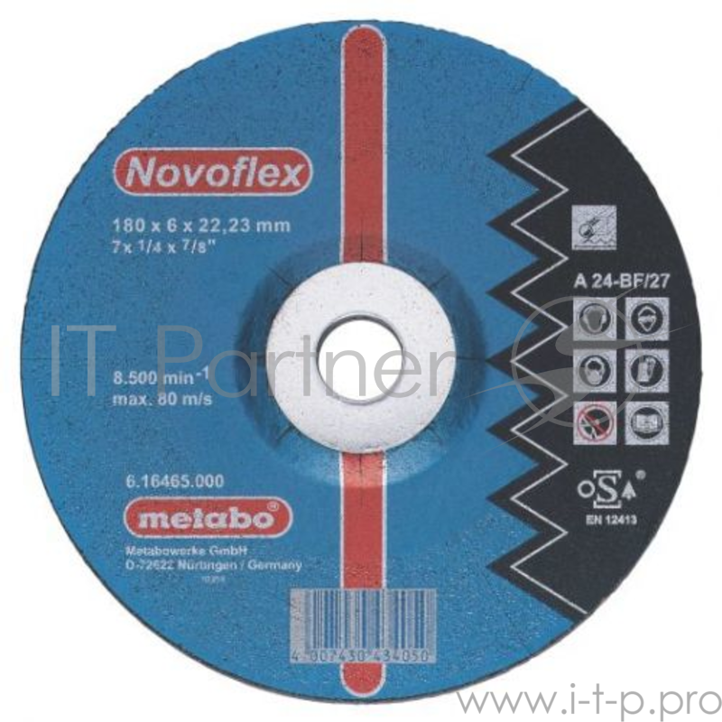 Диски отрезные, пильные, шлифовальные Metabo Круг обдирочный сталь Novoflex 180х6,0 A 616465000