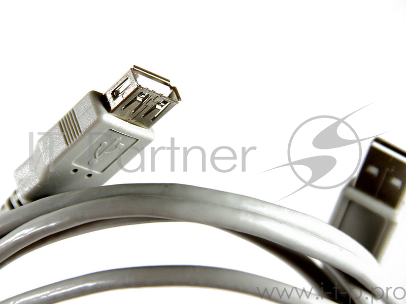 Кабель удлинительный Aopen/Qust USB2.0 AM/AF 3m серый (ACU202-3G)