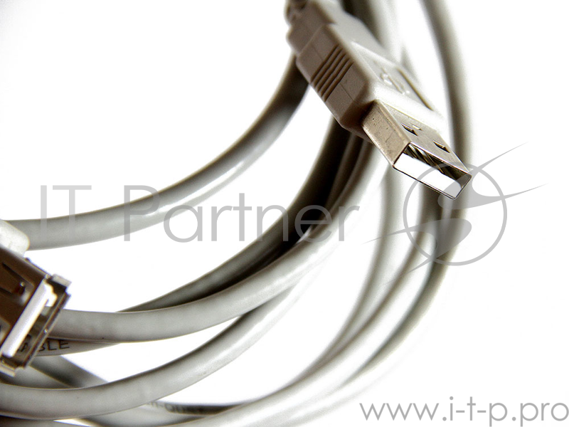 Кабель удлинительный Aopen/Qust USB2.0 AM/AF 3m серый (ACU202-3G)