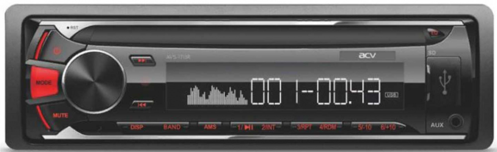 Автомагнитола ACV AVS-1713R 1DIN 4x45Вт