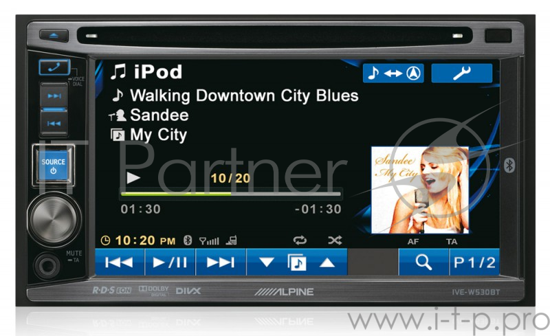 Автомагнитола CD DVD Alpine IVE-W530BT 2DIN 4x50Вт