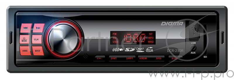 Автомагнитола Digma DCR-230R 1DIN 4x45Вт