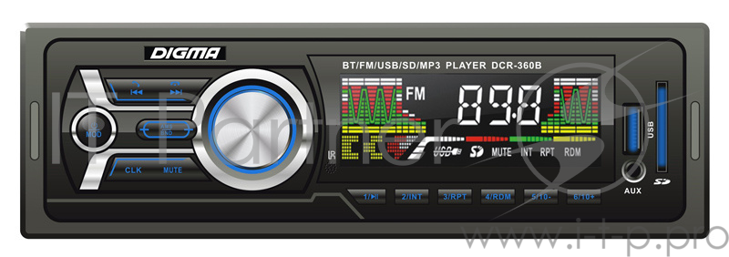 Автомагнитола Digma DCR-360B 1DIN 4x45Вт