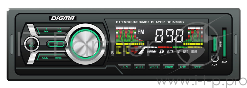 Автомагнитола Digma DCR-360G 1DIN 4x45Вт