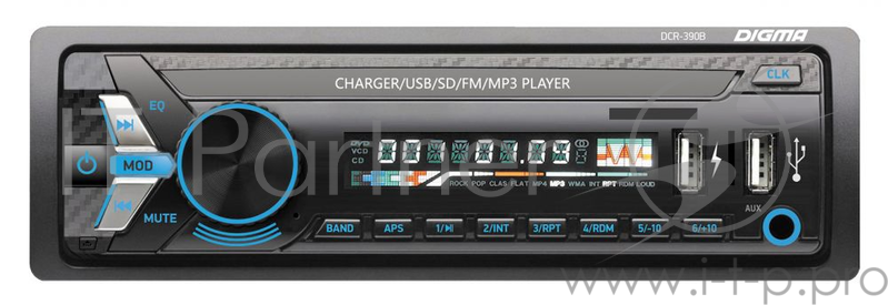 Автомагнитола Digma DCR-390B 1DIN 4x45Вт