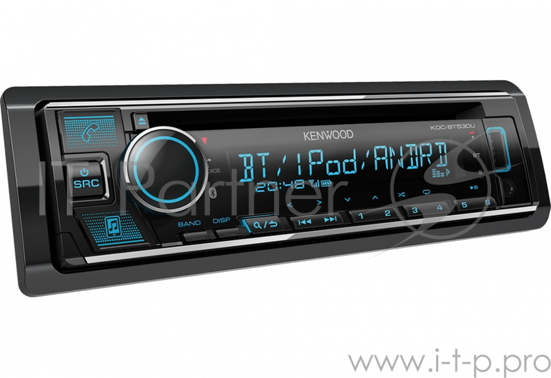 Автомагнитола KENWOOD KDC-BT530U (2019, BT/СD/USB/AUX, Hi-res FLAC 24бит/96кГц, WAV/MP3/WMA/AAC, iPhone, Android, 2 пары линейных выходов, изменяемая подсветка, USB 1,5A, двухстрочный дисплей, 3-полосный кроссовер (поканальное управление), DSP/DTA, У