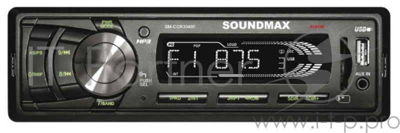 Автомагнитола Soundmax SM-CCR3049F 1DIN 4x45Вт