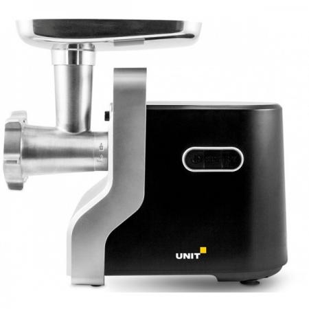 Мясорубка Электрическая UNIT UGR-466, 2000Вт, Реверс, 3 барабана для резки овощей, Цвет - Черный