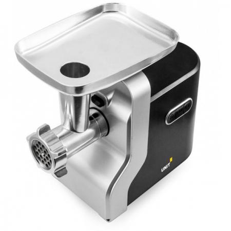 Мясорубка Электрическая UNIT UGR-466, 2000Вт, Реверс, 3 барабана для резки овощей, Цвет - Черный