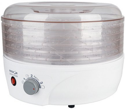 Сушилка для овощей и фруктов Аксион Т33 5 поддонов, с вентилятором, 190 Вт. белый