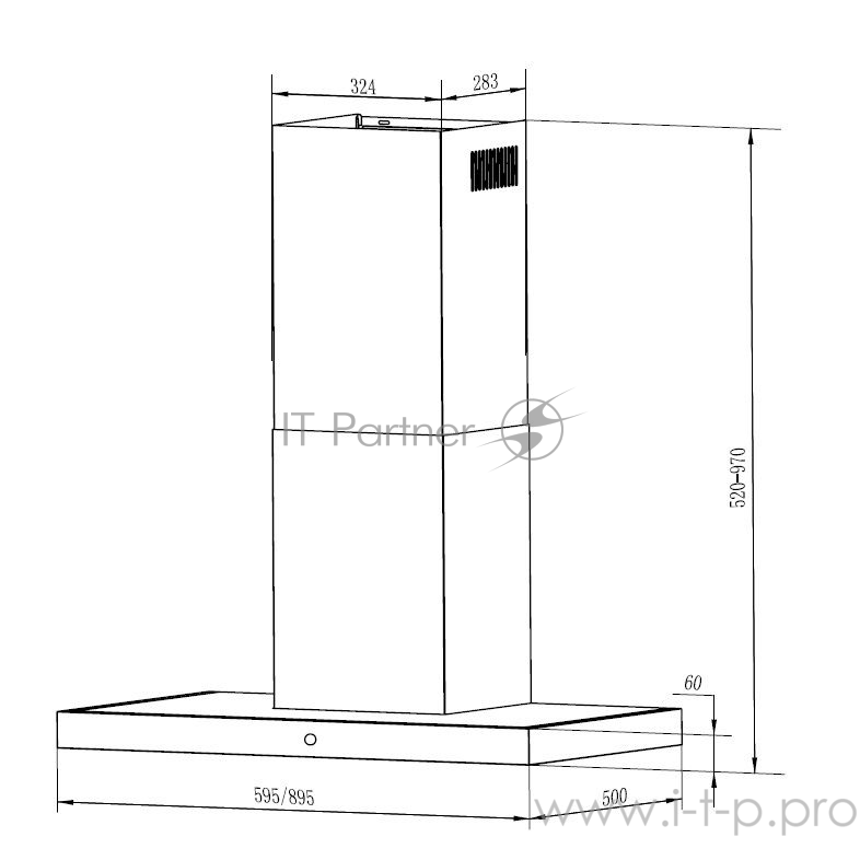 Вытяжка каминная Maunfeld TSH 60 нержавеющая сталь/черный управление: сенсорное (1 мотор)