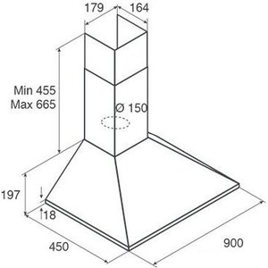 Вытяжка каминная Jet Air Gaia IX/A/90 нержавеющая сталь управление: кнопочное (1 мотор)