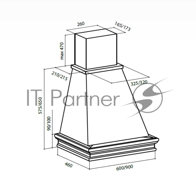 Вытяжка каминная Lex VERONA 900 cлоновая кость/бук неокрашенный