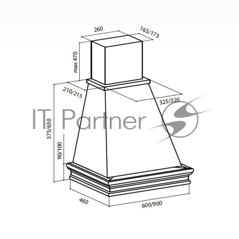 Вытяжка каминная Lex VERONA 900 cлоновая кость/бук неокрашенный